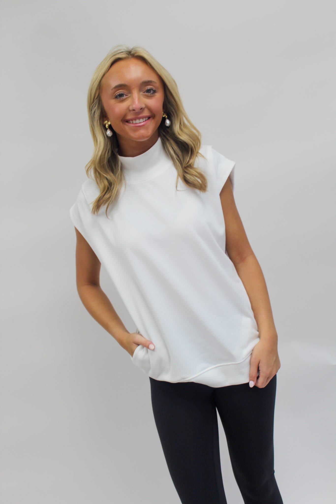 Cloud Nine Mock Neck Top - White
