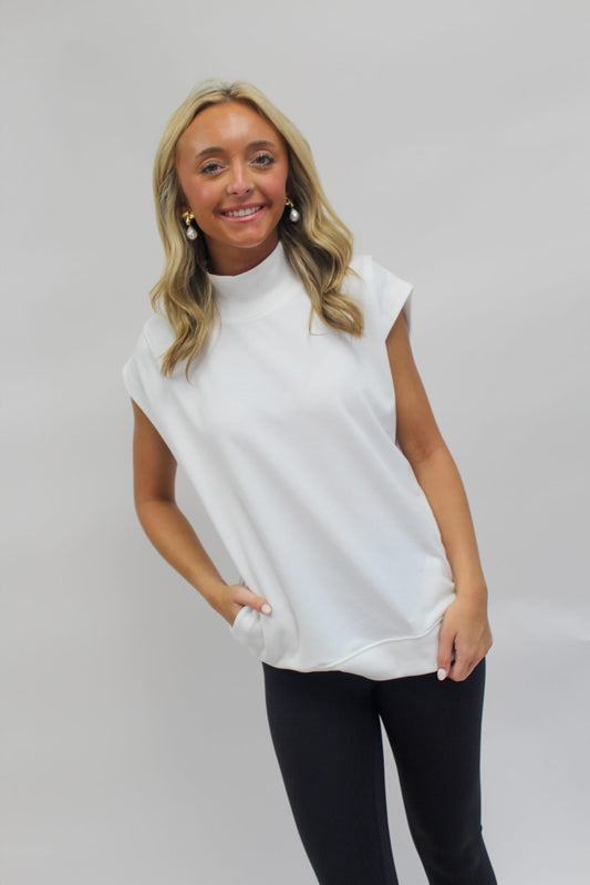 Cloud Nine Mock Neck Top - White