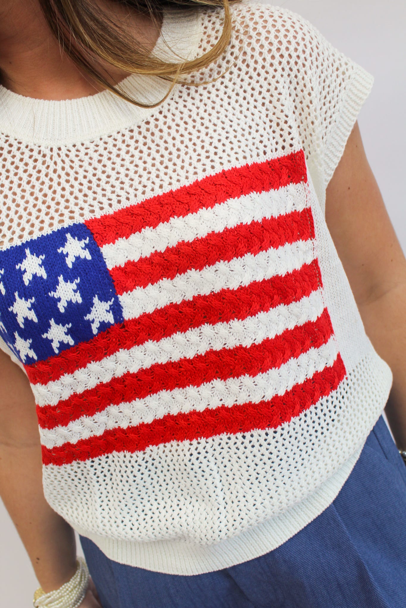 Stars Align Short Sleeve Sweater Top - White