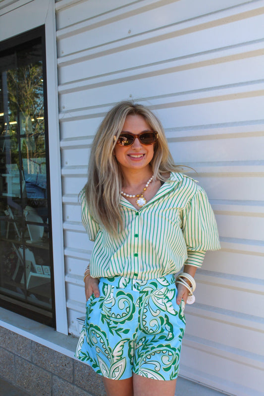 Veronica Short (Green Paisley)