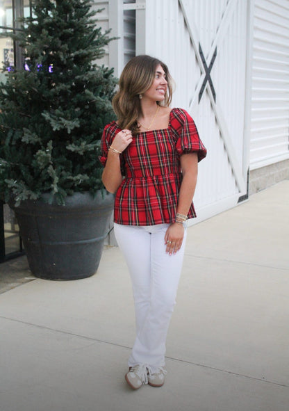 Isabel Red Plaid Top
