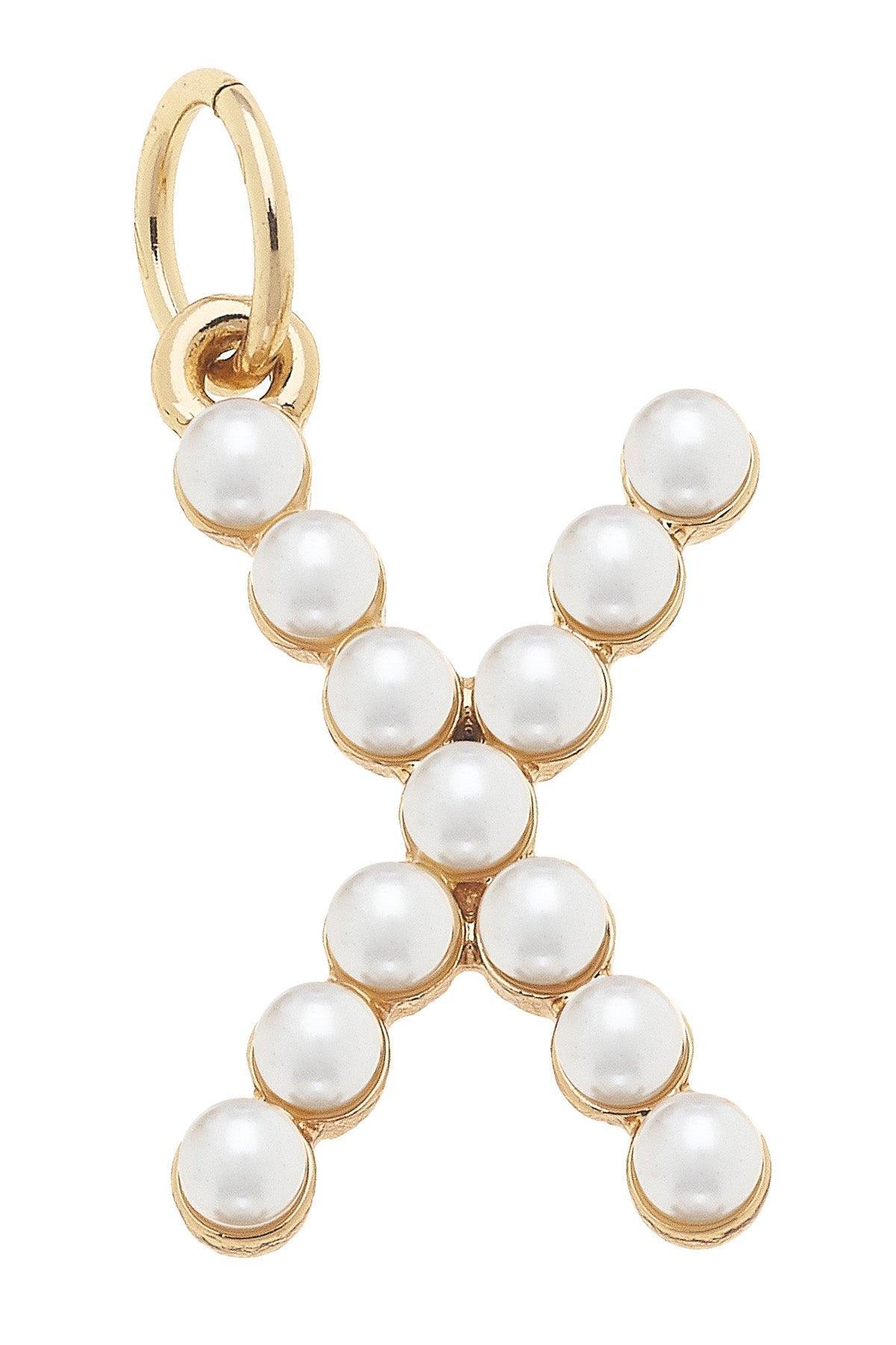 Pearl - Studded Letter Charm in Ivory