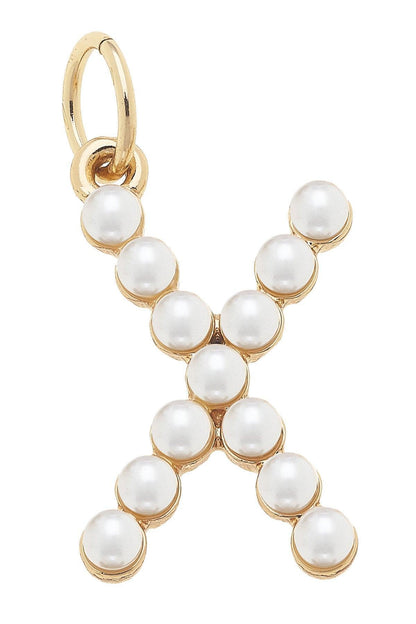 Pearl - Studded Letter Charm in Ivory