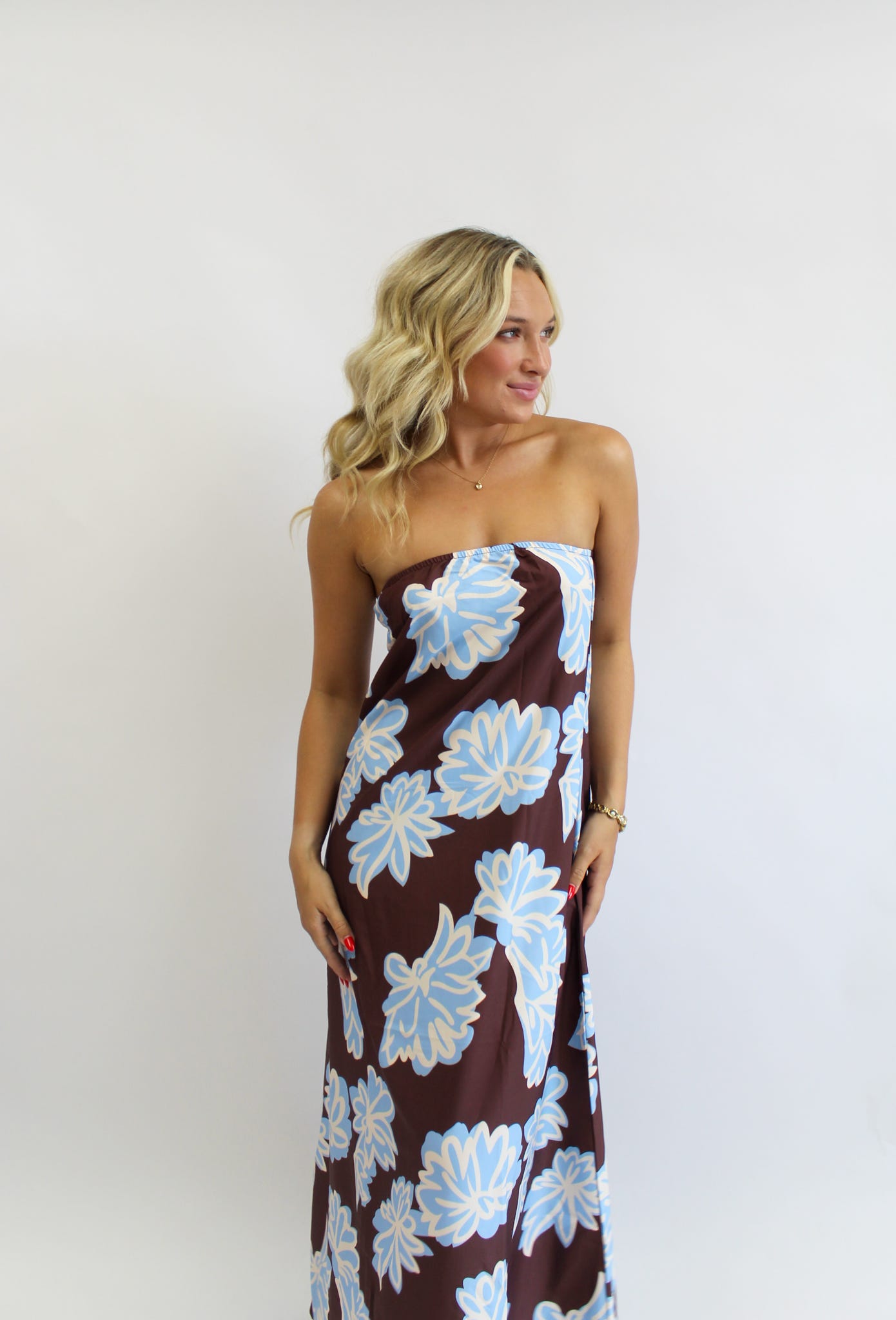 Eyes on You Strapless Maxi Dress