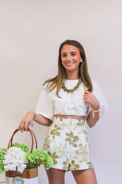 Garden View Flower Print Shorts