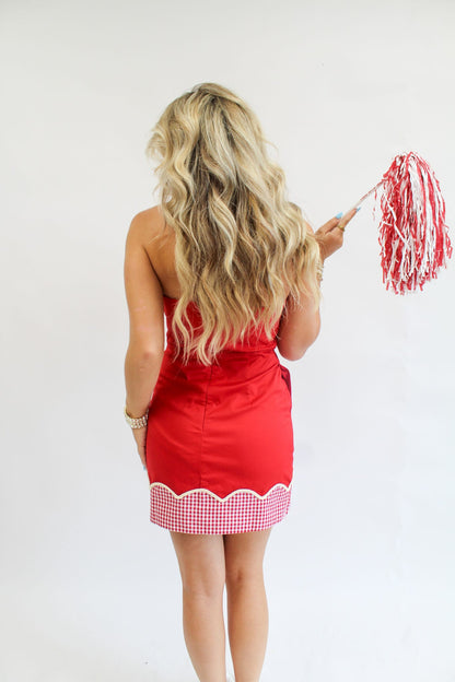 Quarterback Flirt Strapless Mini Dress