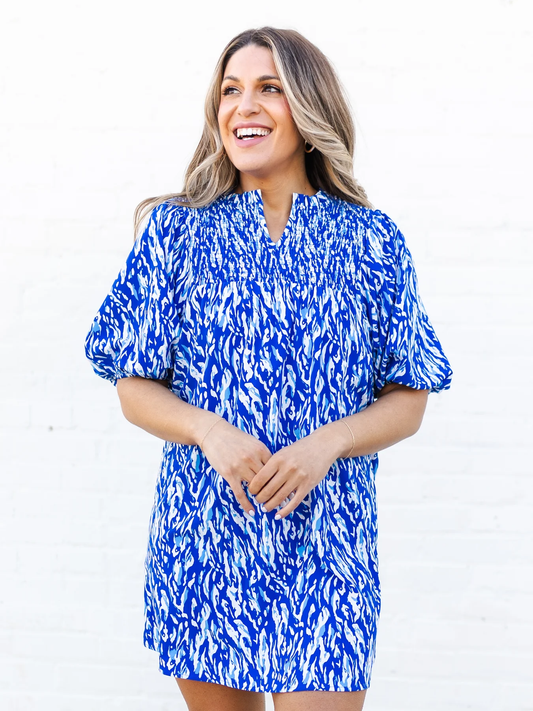 Dress Amelia Tiger Tail Blue/White