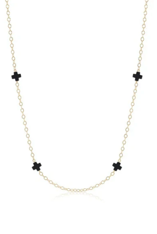 41'' Necklace Simplicity Chain Gold - Signature Cross Navy