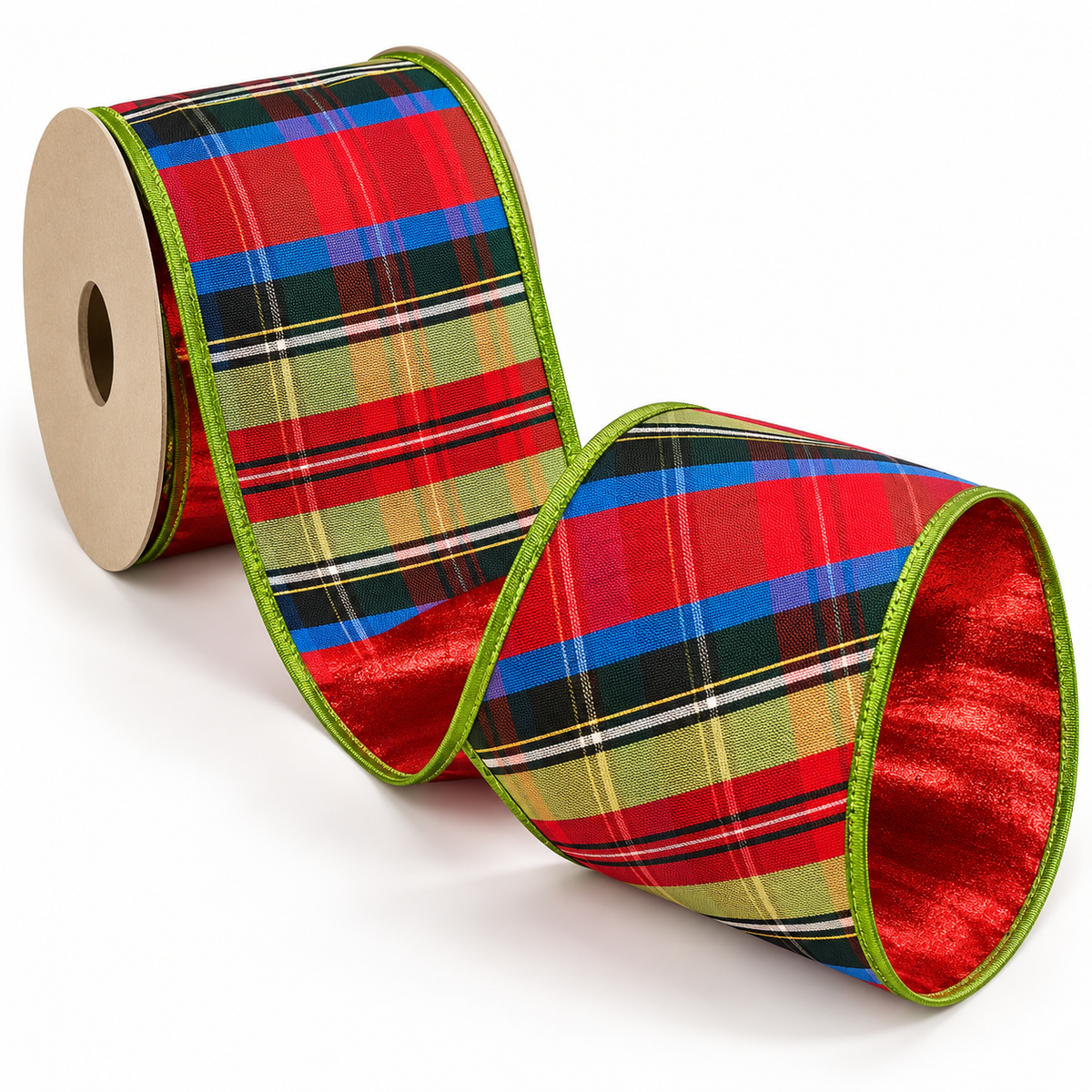 Stripe Metallic Dupion Red/Green Metallic Piping 4" by 10 yards
