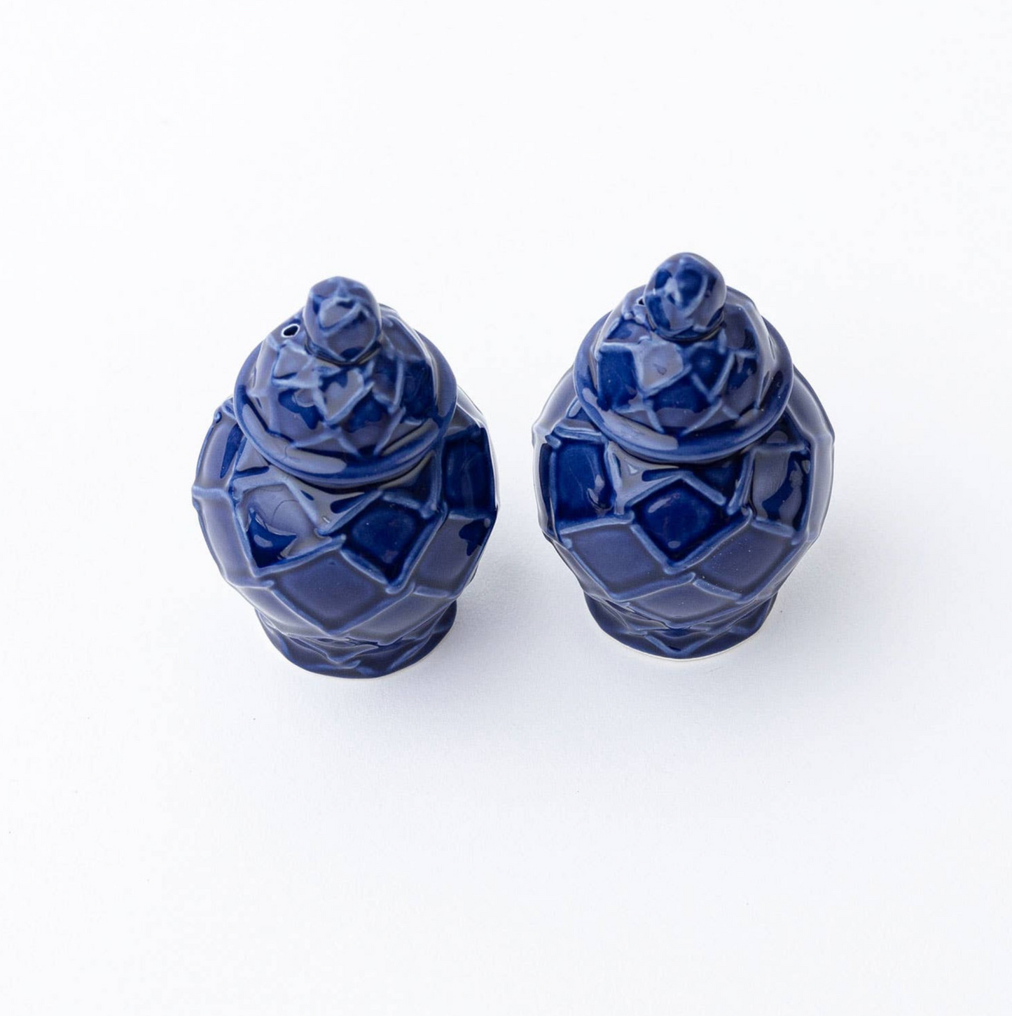 Navy Textured Ginger Jar Salt & Pepper Shakers