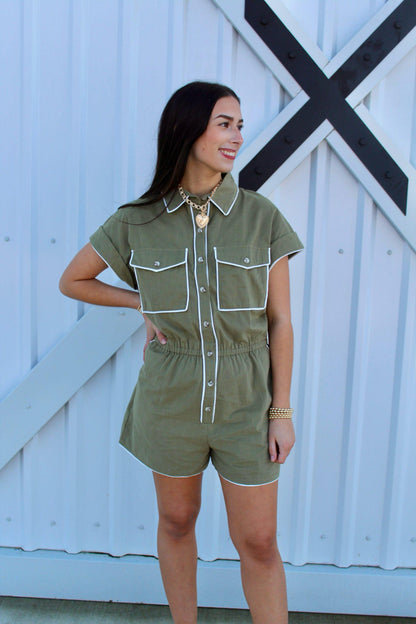 Got It All Button Down Woven Romper