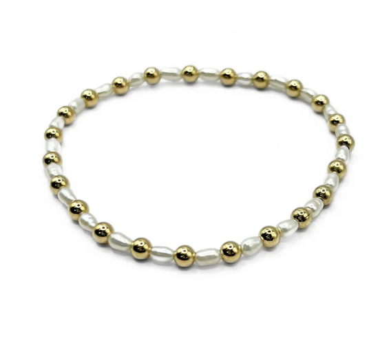 4MM MONTAUK 14K GOLD AND PEARL WATERPRROF BRACELETS