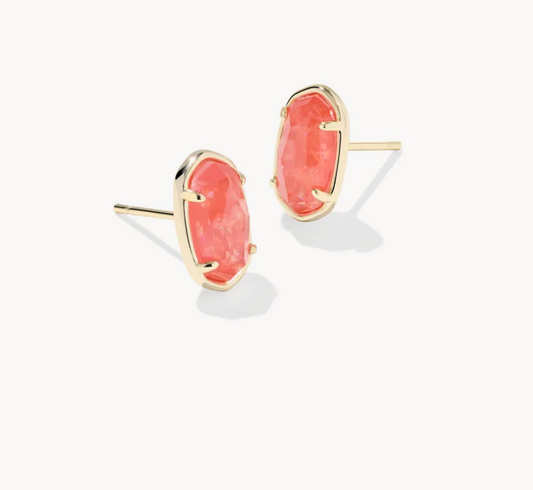Grayson Stone Stud Ear Gold Papaya Irdscnt Mop