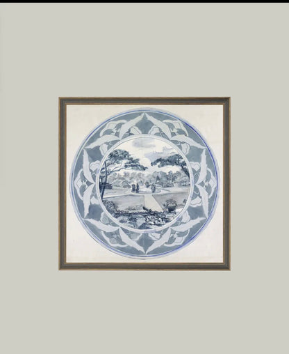 Garden View Design Framed Antique Art