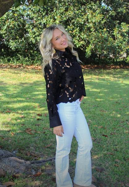 Bespoke Eyelet Black Blouse