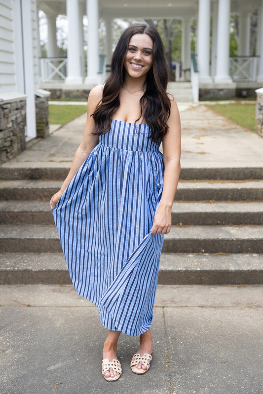 Striped Maxi Dress - Blue