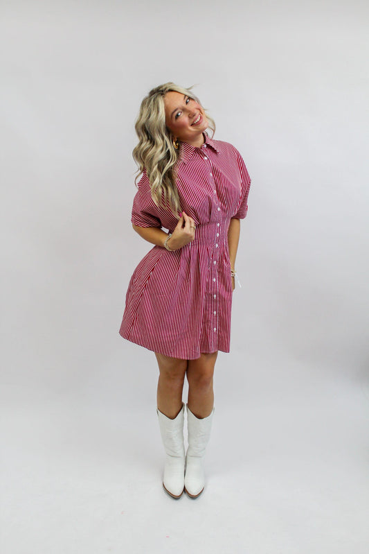 Summer Stripped Pleated Mini Dress