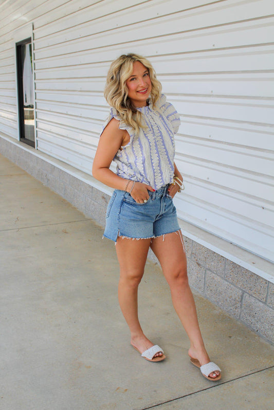 Saylor Striped Detailed Top