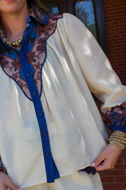 Vintage Paisley Long Sleeve Top
