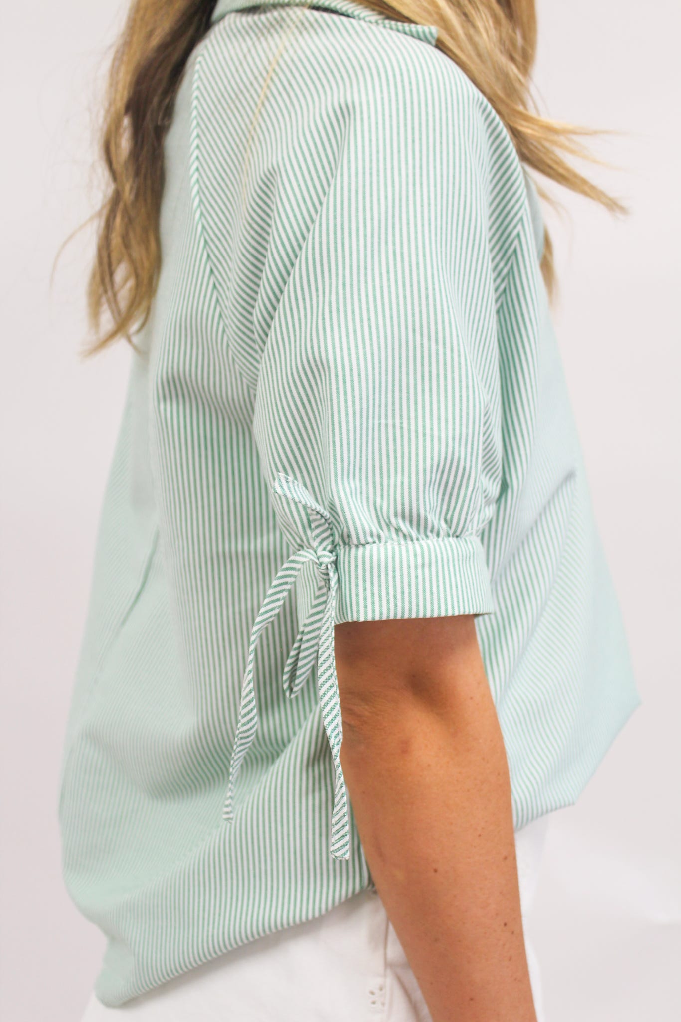 Fairway Green Stripe Collared Top
