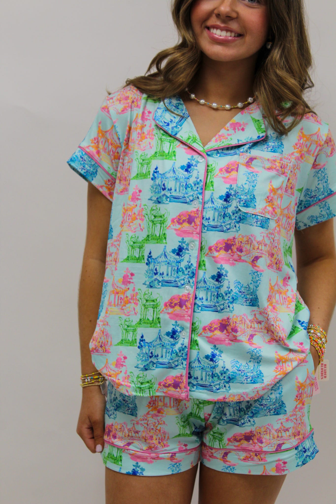 Maya Sleep Shorts  Aqua/Multi  XLarge