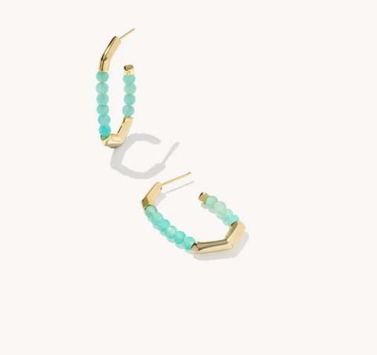 Sylvia Hoop Ear Gold Teal Amazonite