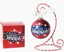 GOD BLESS AMERICA ROUND ORNAMENT