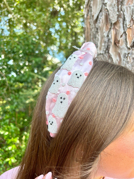 Pink and White Ghost Headband