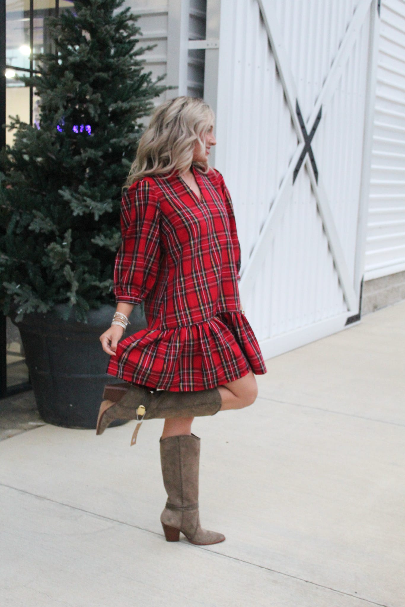 Naomi Red Plaid Dress