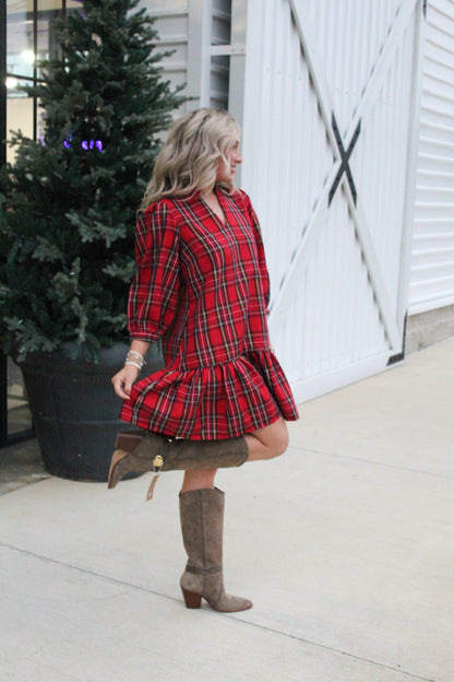 Naomi Red Plaid Dress