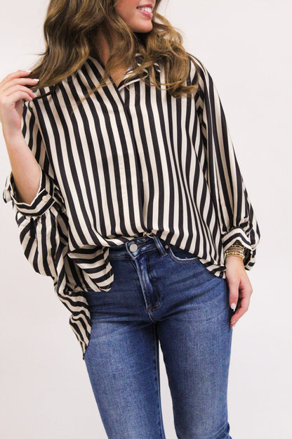 Smitten Stripe Top - Black