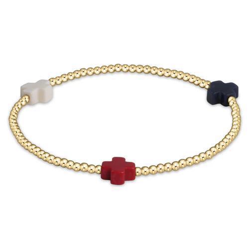 egirl Signature Cross Gold Pattern 2mm Bead Bracelet - Firecracker