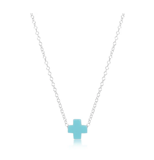 16" Necklace Sterling - Signature Cross Turquoise