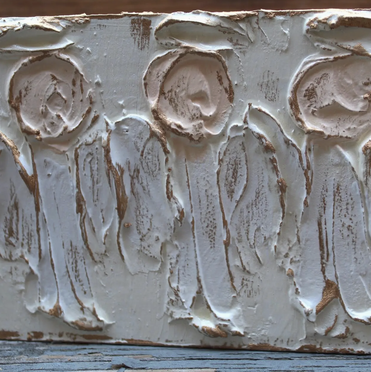 4x5 Angel Trio hand Painted Textured Wood Block
