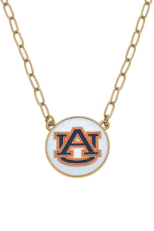 Auburn Tigers Enamel Disc Pendant Necklace