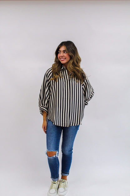 Smitten Stripe Top - Black