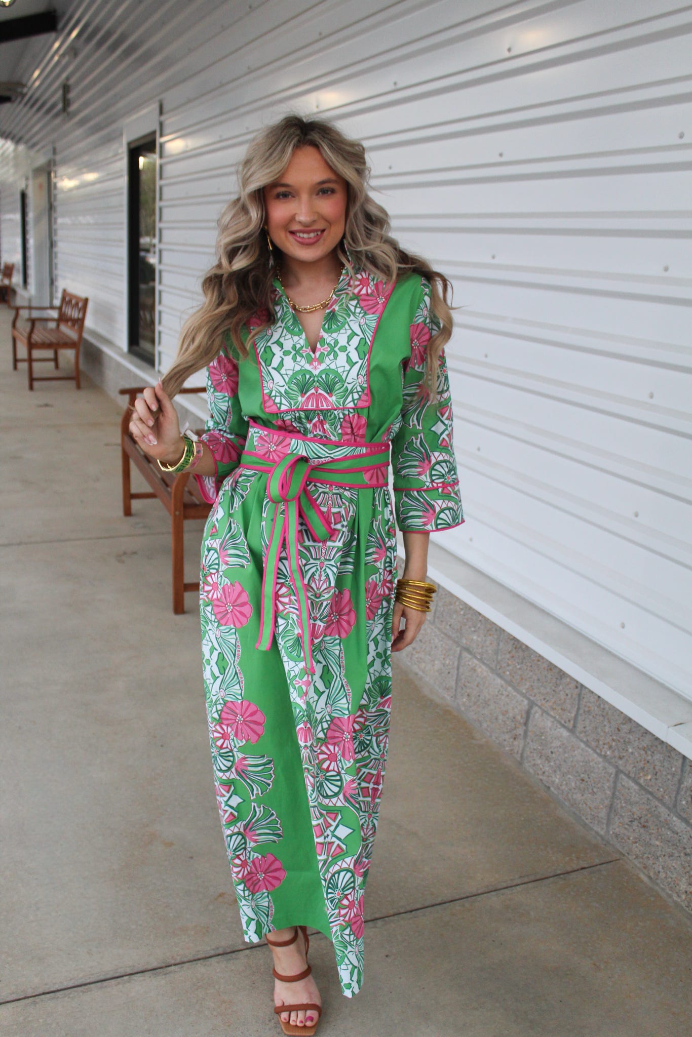 Jade Garden Deb Long Dress and Add on Obi Sash Option