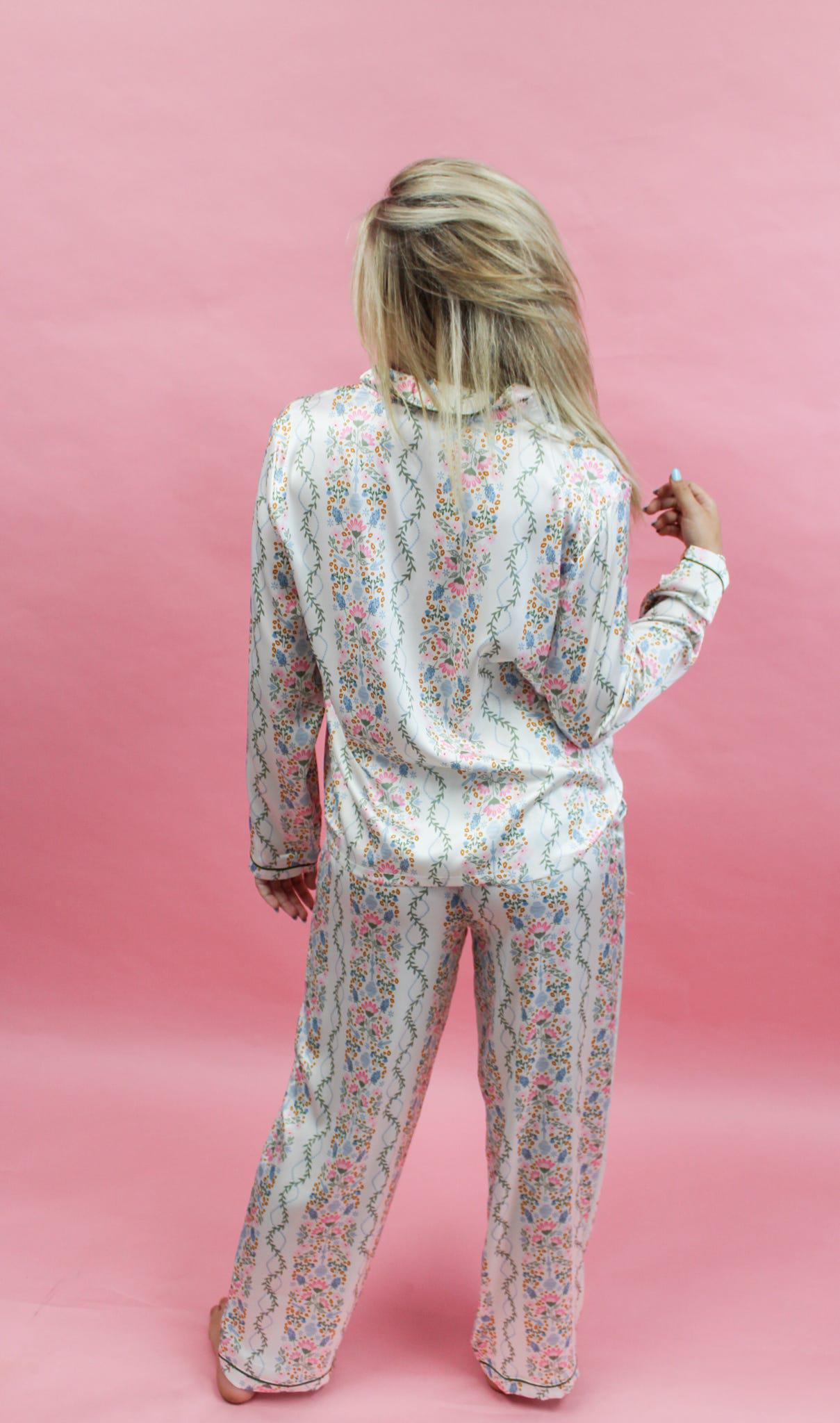 Charlotte Ivy Lane Satin PJ Set - Ivory