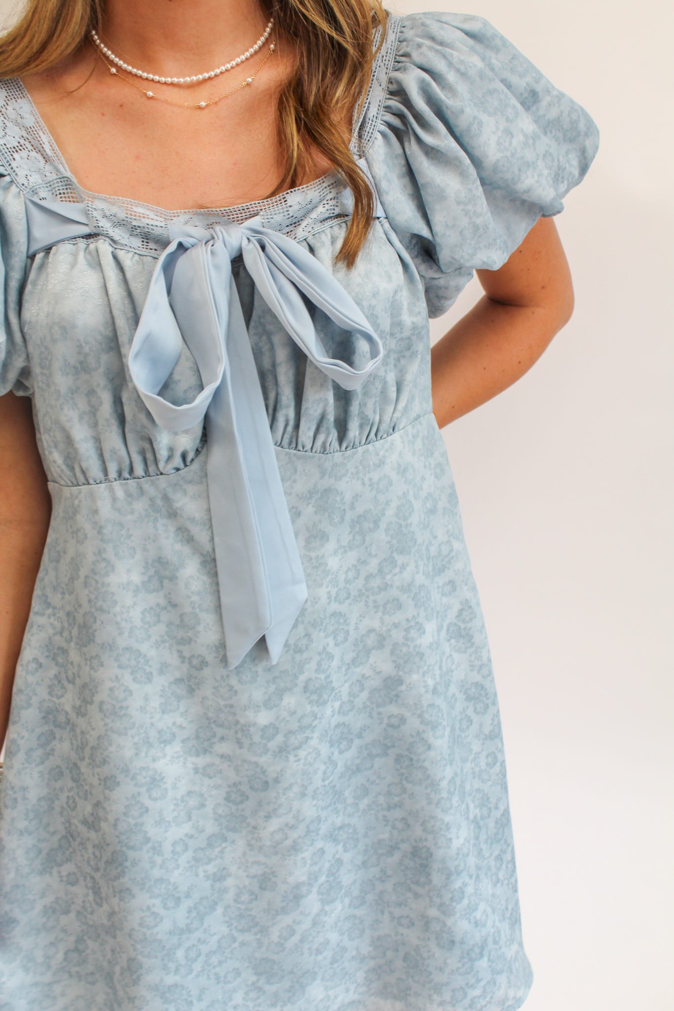Dainty Dimples Blue Floral Mini Dress