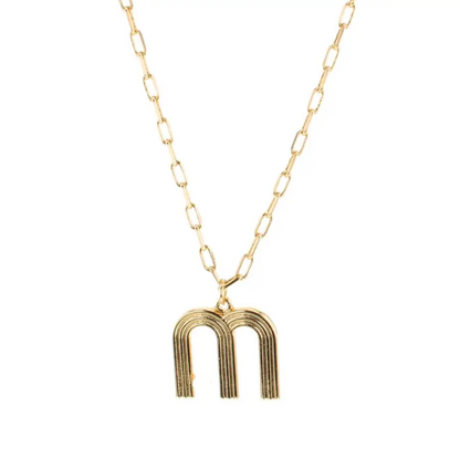 Gold Deco Plated Letter Necklace