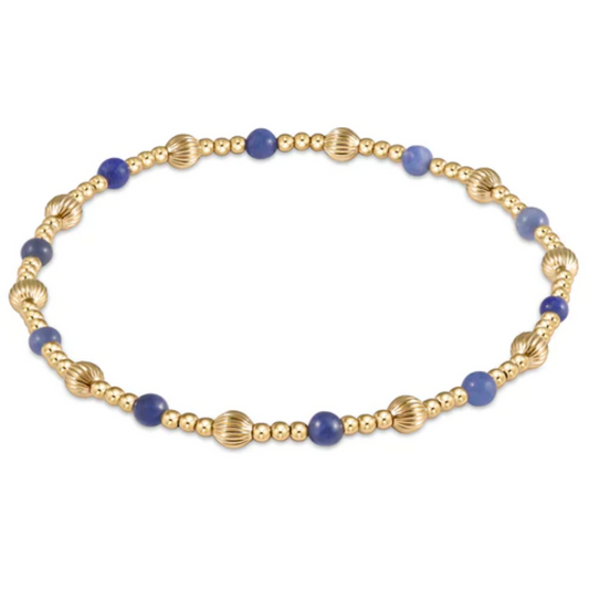 Dignity Sincerity Pattern 4mm Bead Bracelet - Lapis