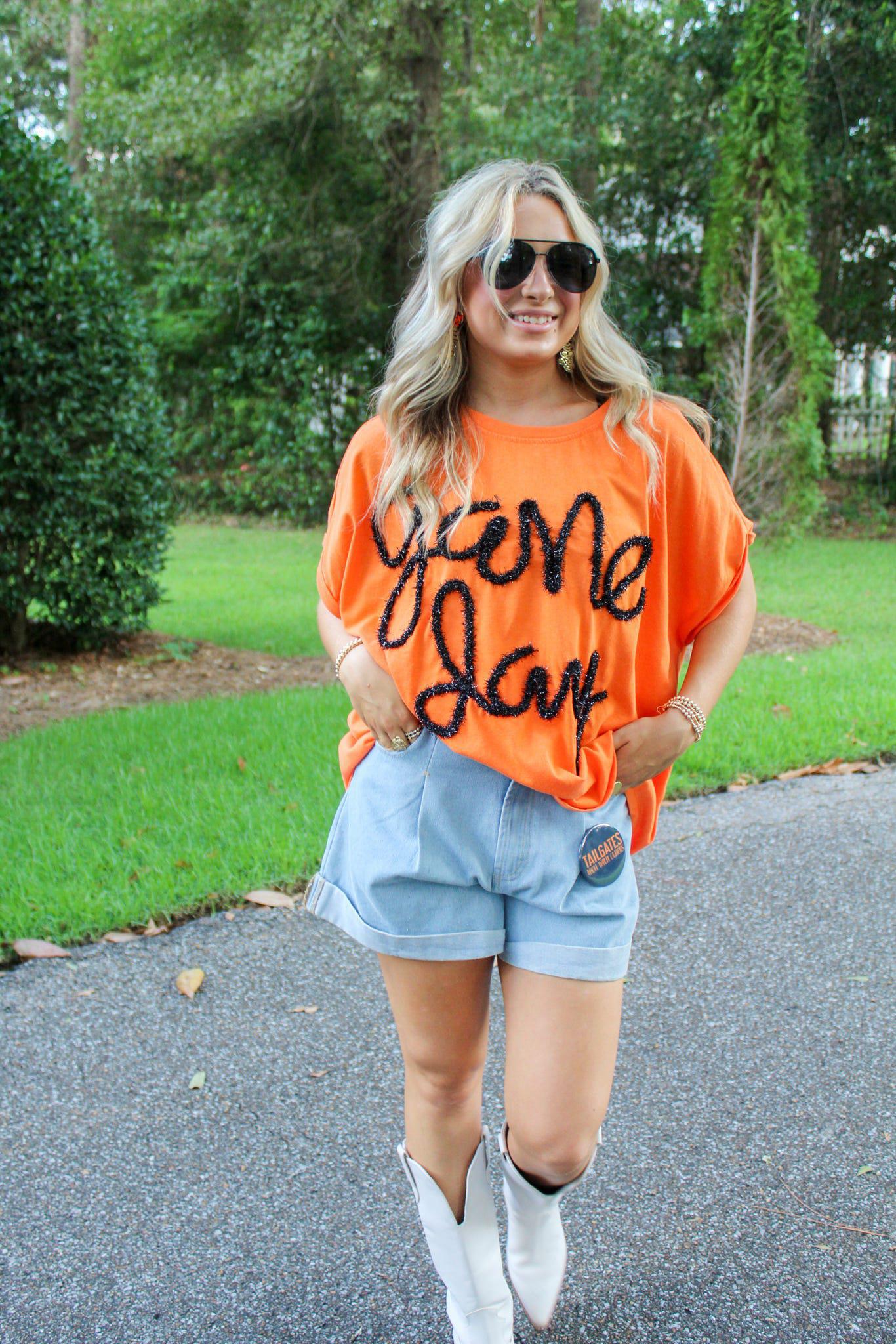 Game Day Metallic Tee Orange