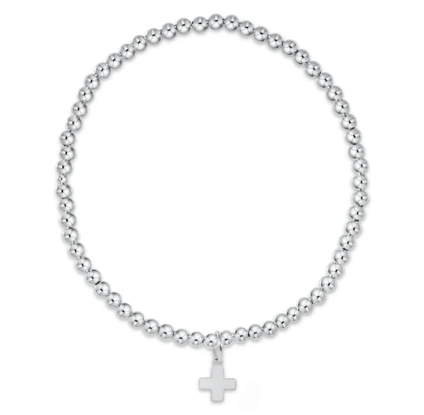 enewton Extends - Classic Sterling 2mm Bead Bracelet - Signature Cross Small Sterling Charm