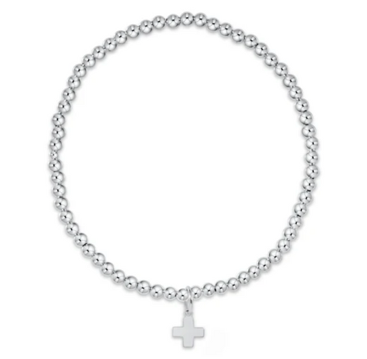 enewton Extends - Classic Sterling 2mm Bead Bracelet - Signature Cross Small Sterling Charm