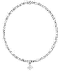 Classic Sterling 2mm Bead Bracelet - Signature Cross Small Sterling Charm