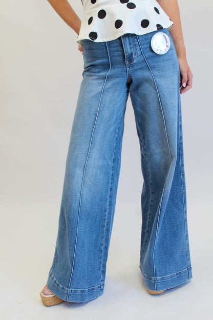 Liza Multi Inseam Palazzo Jeans with Shield Pockets