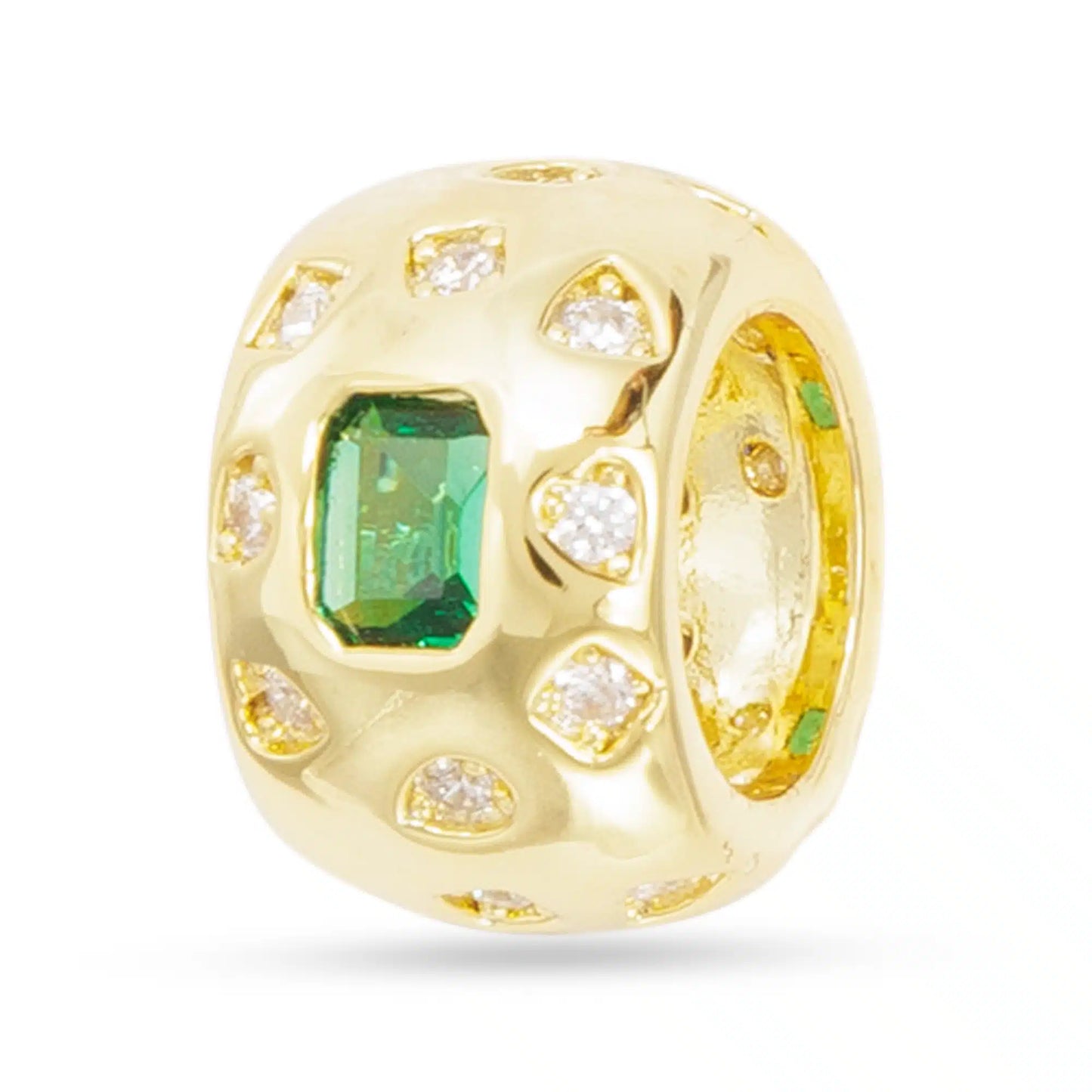 Gold CZ Wide Round Charm