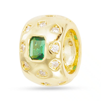 Gold CZ Wide Round Charm