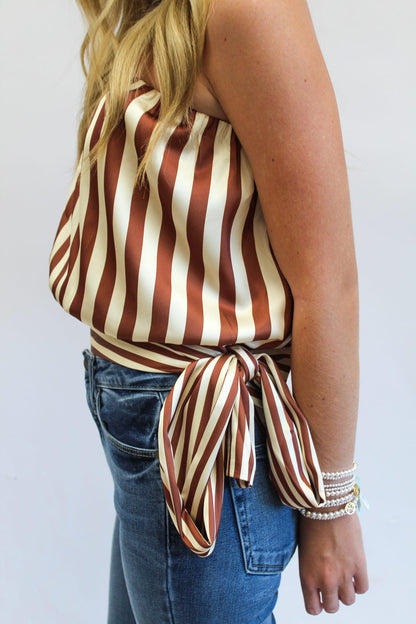 Toffee Tie Strapless Top