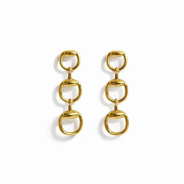Equestrian Link Drop Earrings - Chic Horsebit-Inspired Design